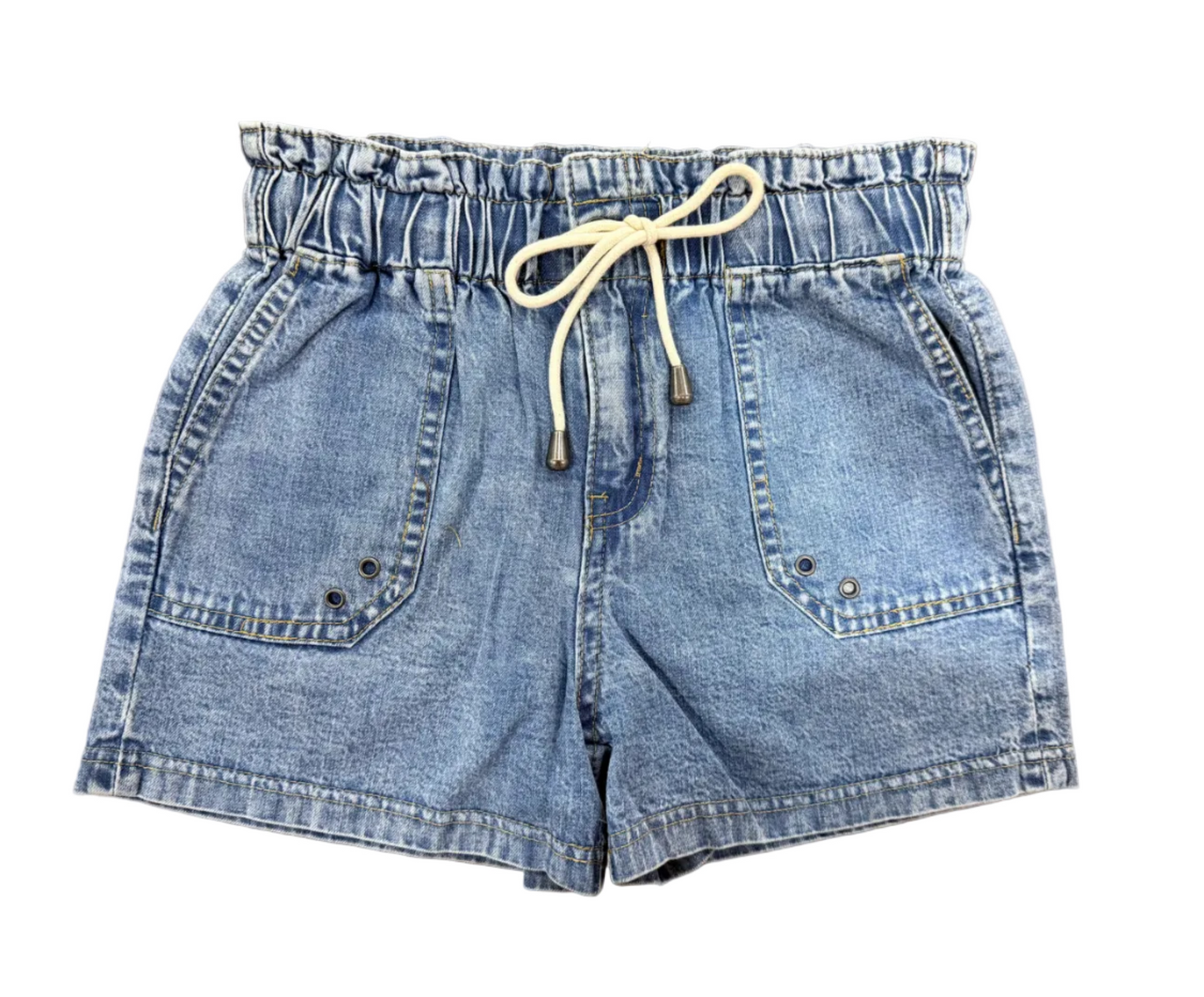 Paperbag Waist Tie Shorts | Light Indigo