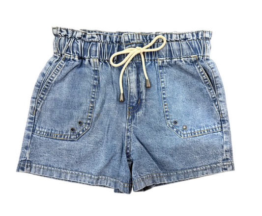 Paperbag Waist Tie Shorts | Light Indigo