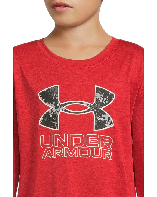 UA Long Sleeve Digital Logo Tee | Red