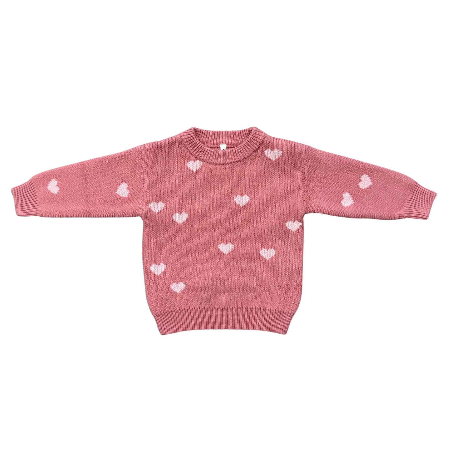 Pink Hearts Knit Sweater