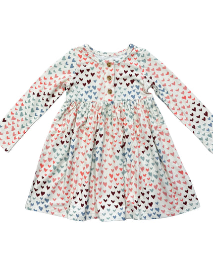 Rainbow Hearts Long Sleeve Henley Dress