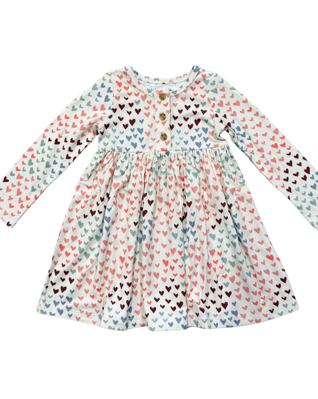 Rainbow Hearts Long Sleeve Henley Dress
