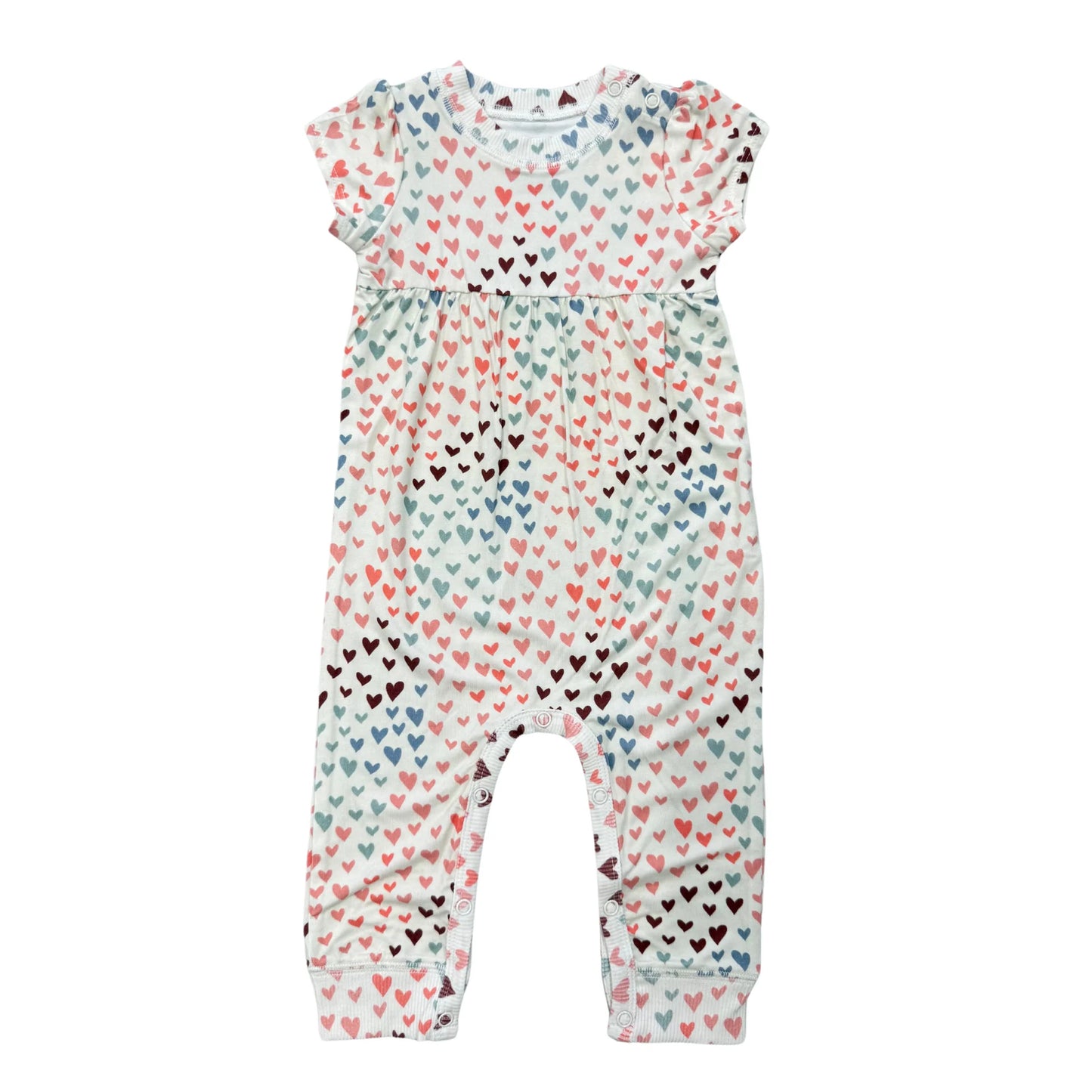 Rainbow Hearts Short Sleeve Romper