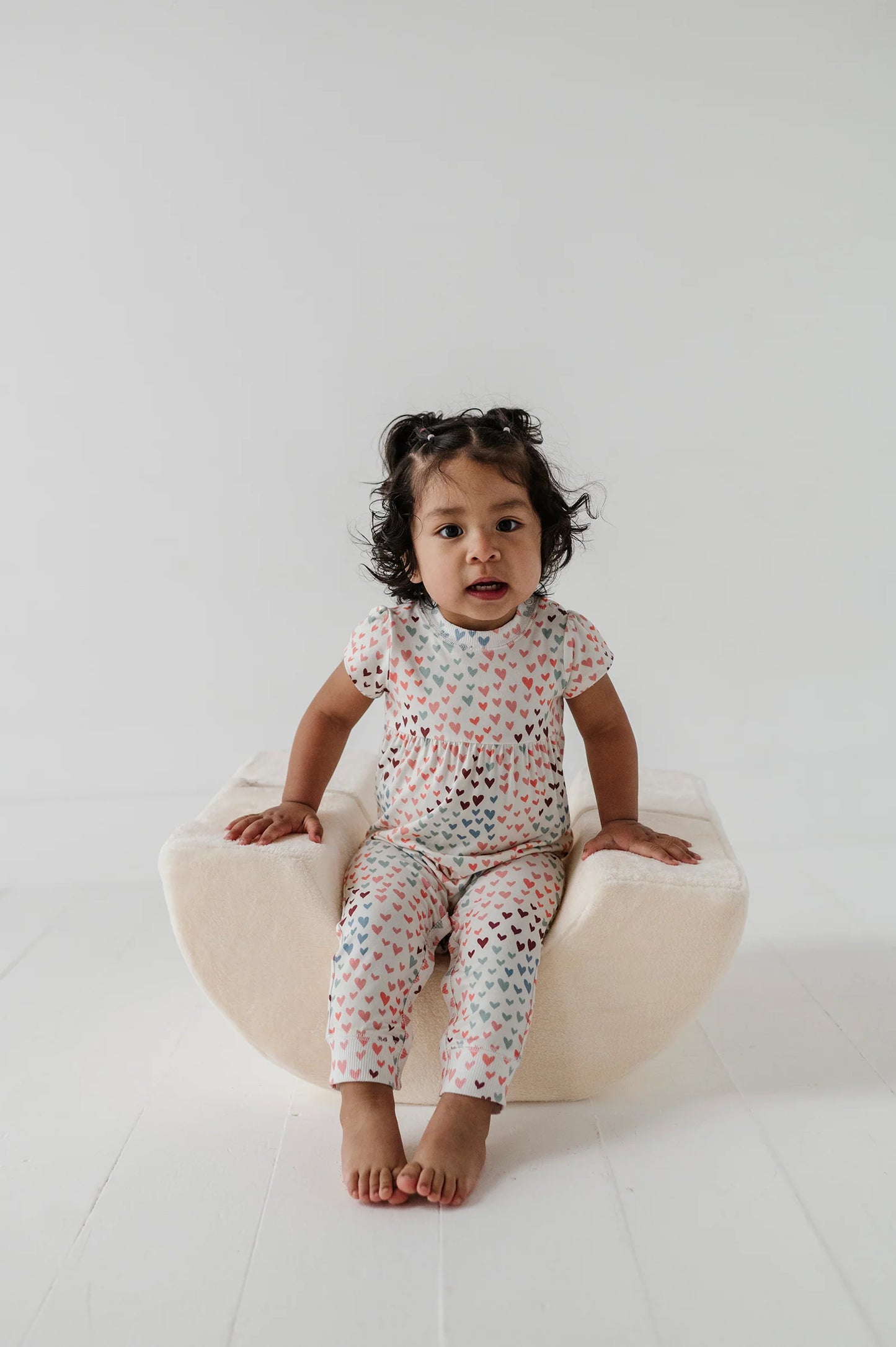 Rainbow Hearts Short Sleeve Romper