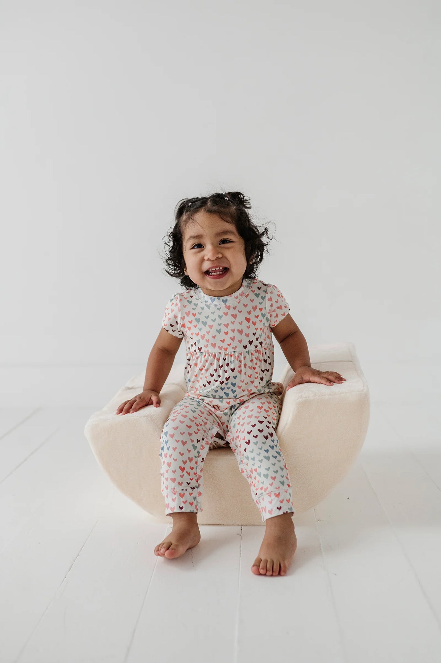 Rainbow Hearts Short Sleeve Romper