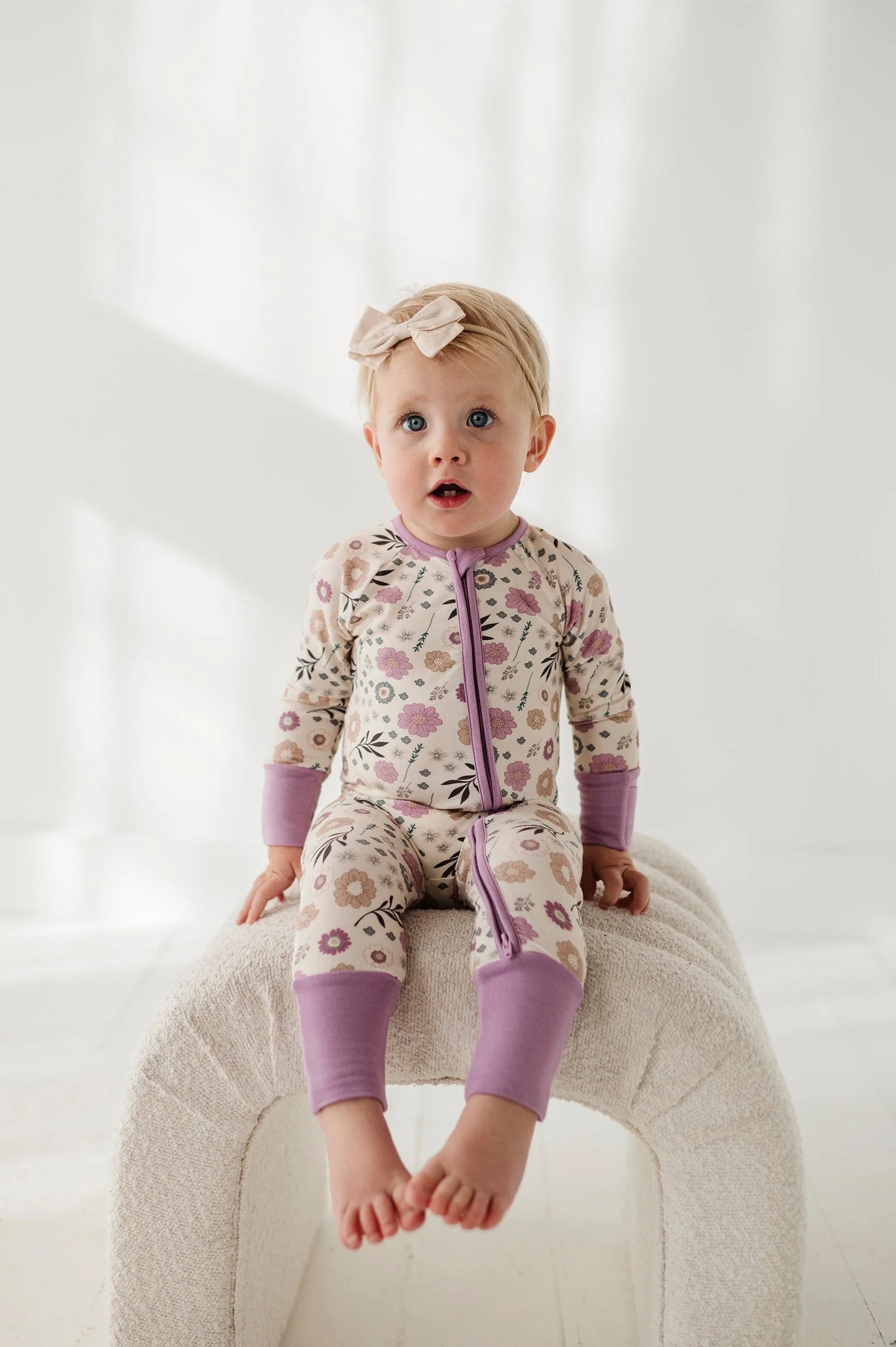 Long Sleeve Winter Floral Zip Romper