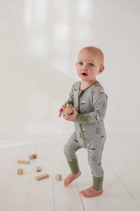 Sled Dogs Long Sleeve Zip Romper