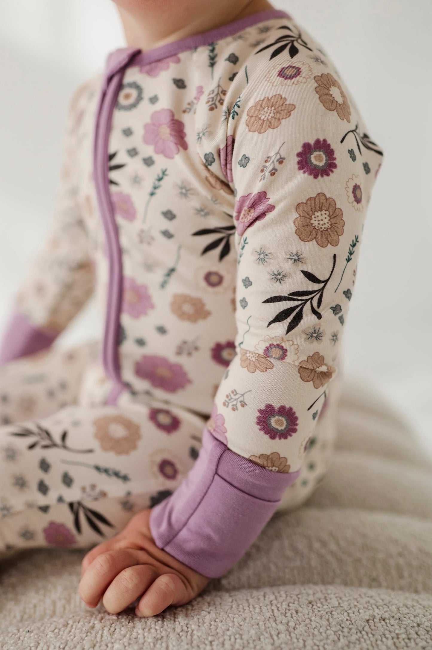 Long Sleeve Winter Floral Zip Romper