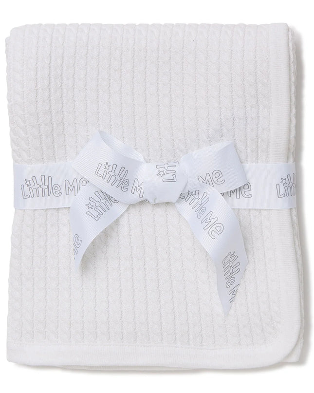 White Cable Knit Receiving Blanket