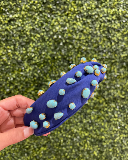 Navy & Turquoise Stone Headband