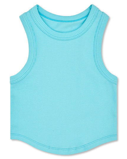 Ice Blue Cropped Racer Back Tank