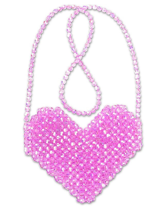 Shimmering Beaded Heart Crossbody Bag