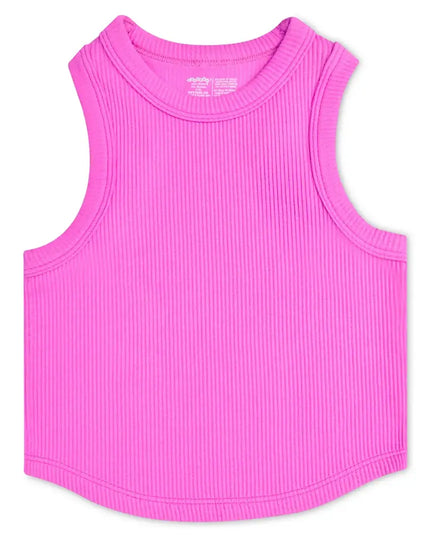 Pretty Pink Cropped Ribbed Racerback Tank