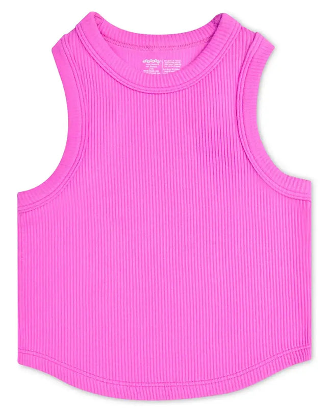 Pretty Pink Cropped Ribbed Racerback Tank