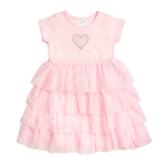 Pearl Heart Tiered Tutu Dress