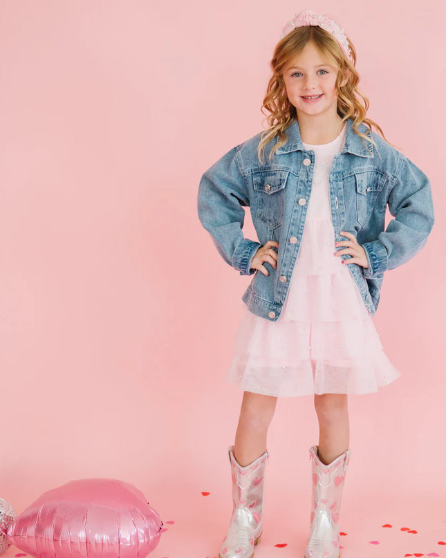 Pearl Heart Patch Denim Jacket