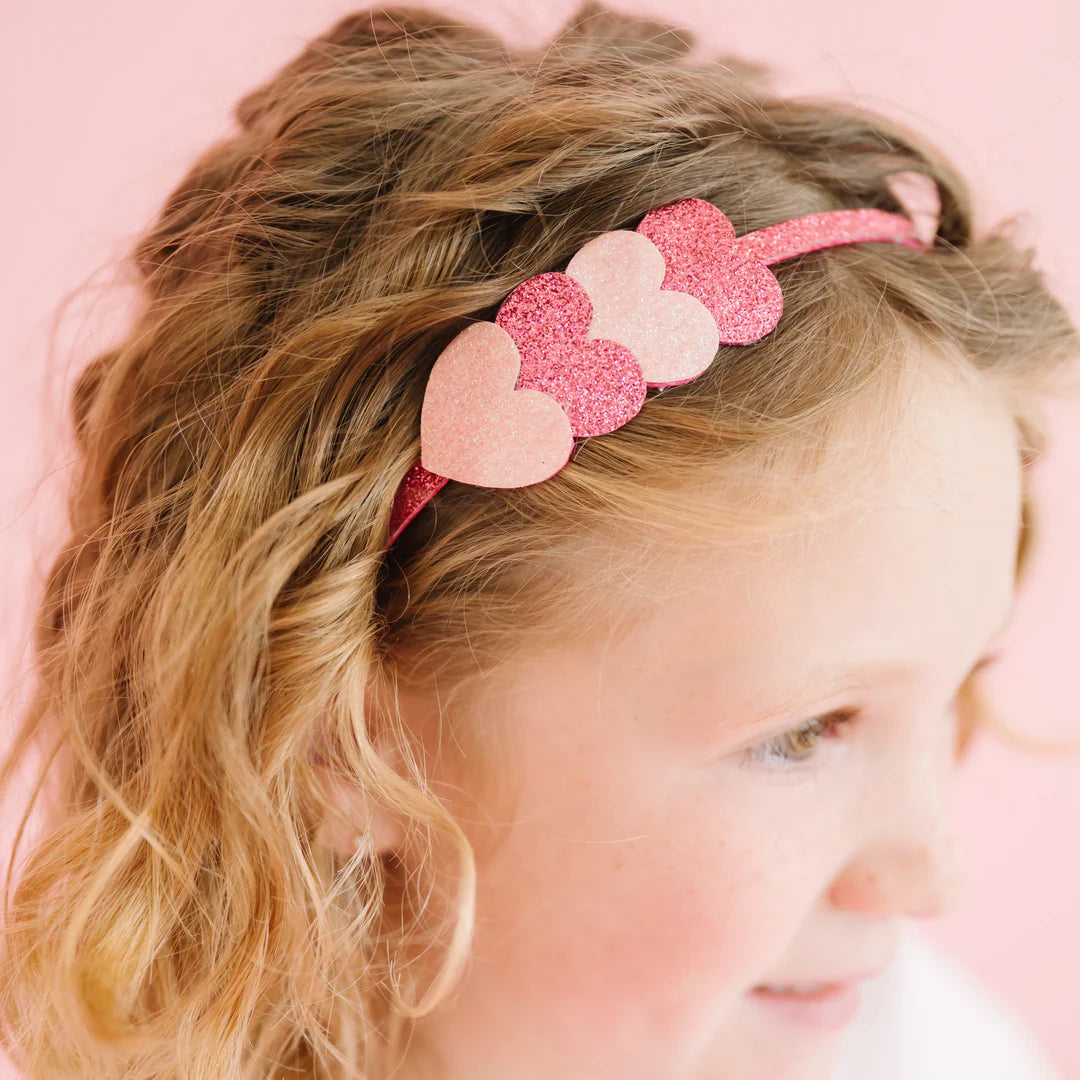 Pink Sparkle Hearts Valentine’s Headband