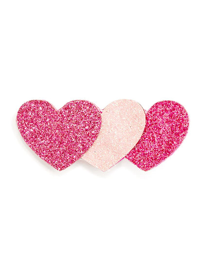 Pink Sparkle Hearts Valentine’s Clip