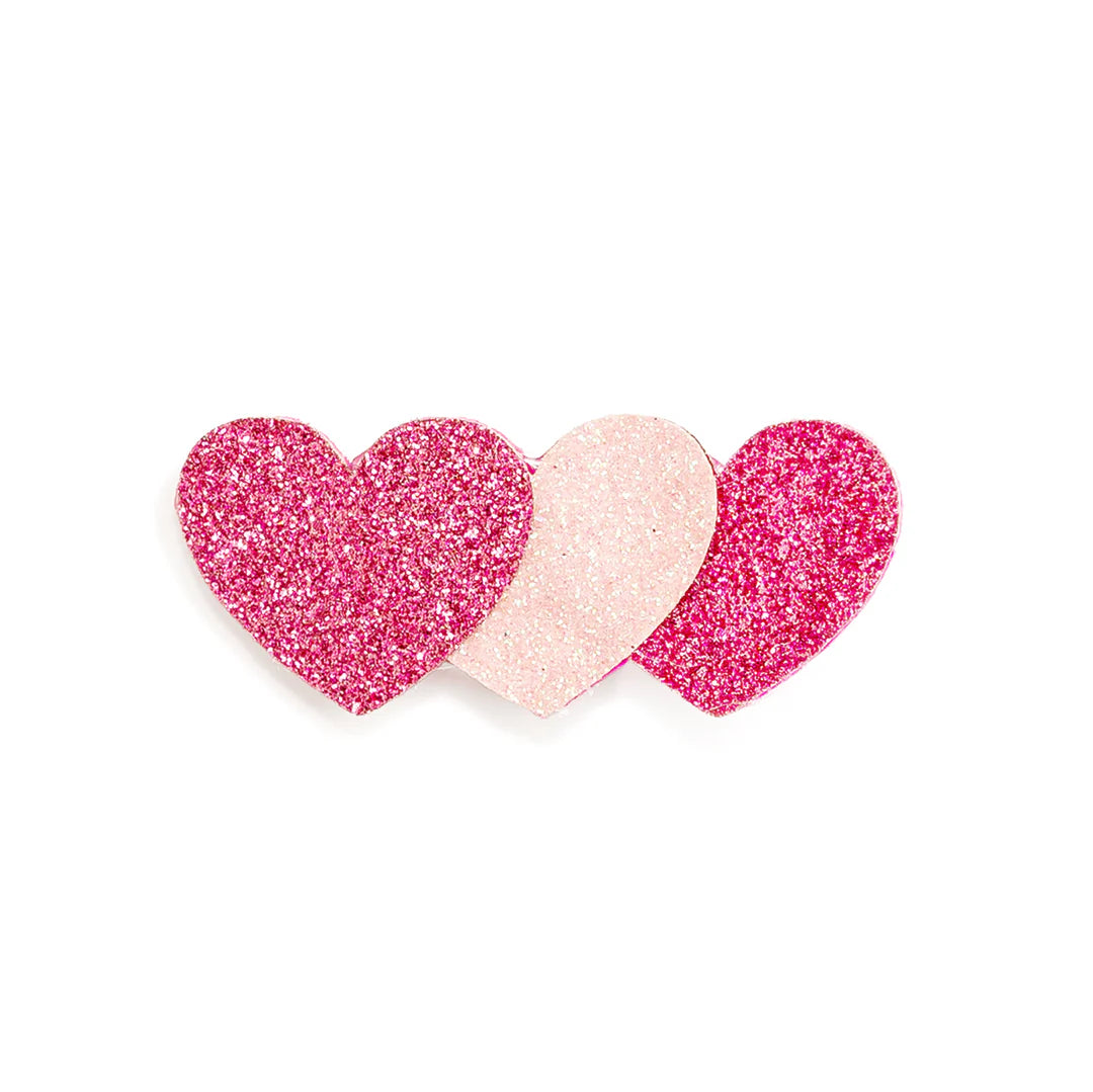 Pink Sparkle Hearts Valentine’s Clip