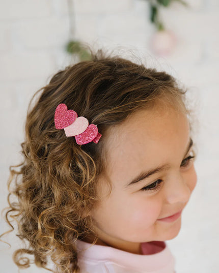 Pink Sparkle Hearts Valentine’s Clip