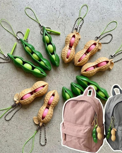 Pea Pod & Peanut Squeeze Keychain