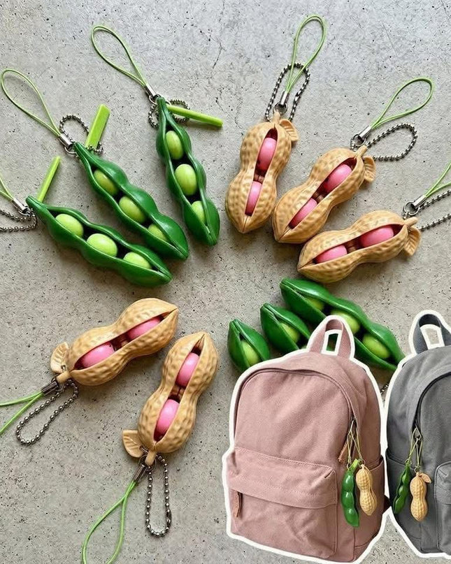 Pea Pod & Peanut Squeeze Keychain