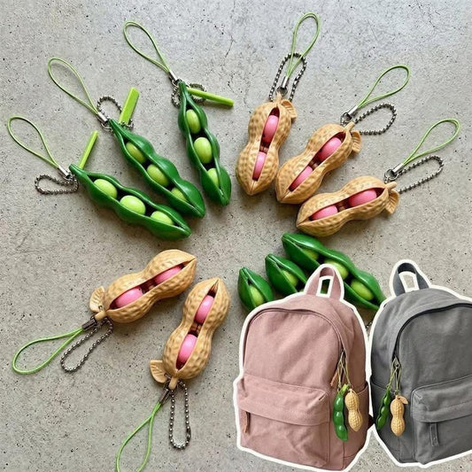 Pea Pod & Peanut Squeeze Keychain