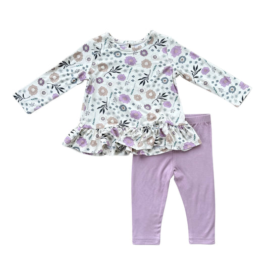 Long Sleeve Floral Peplum Set