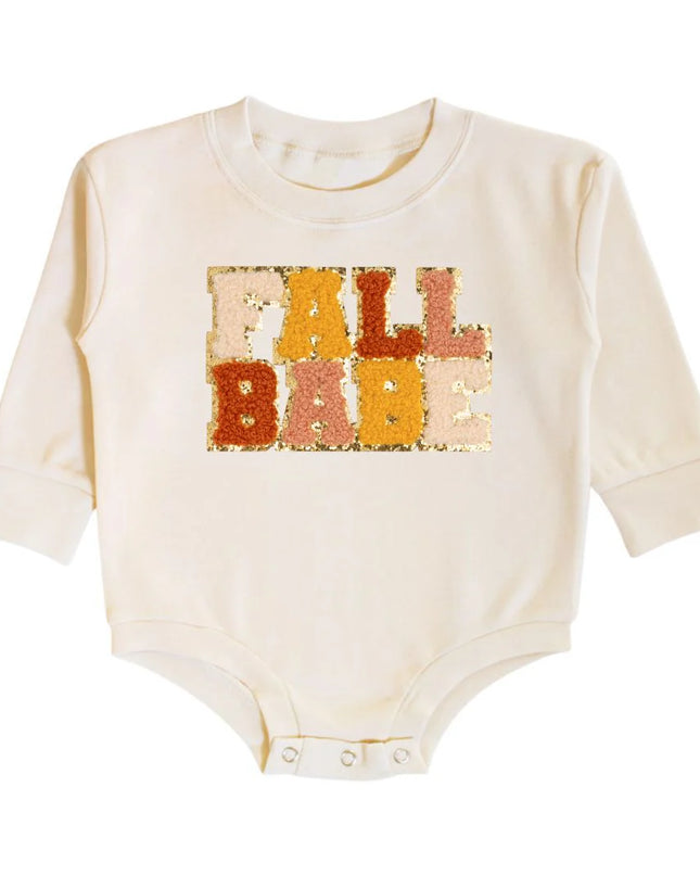Fall Babe Patch Long Sleeve Romper