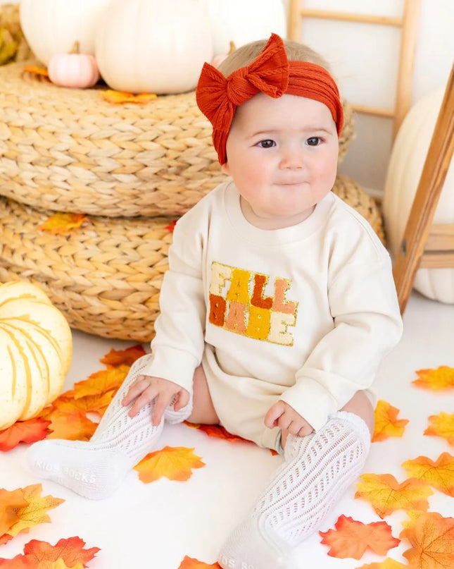 Fall Babe Patch Long Sleeve Romper