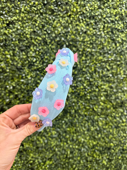 Aqua Flower Embellished Headband