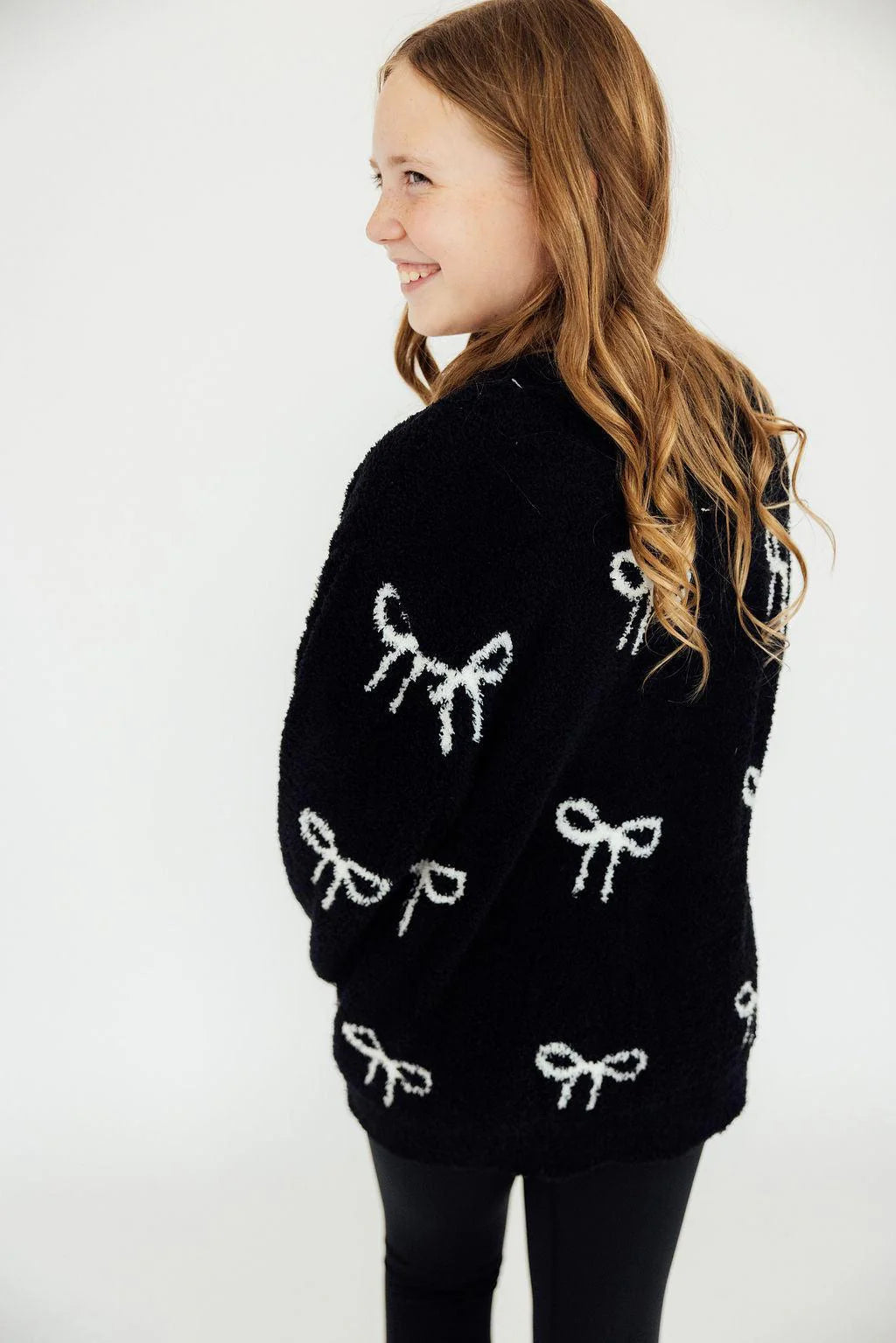 Fuzzy All Over Bows Cardigan