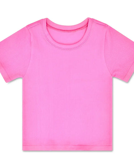 Ribbed Short Sleeve Shirt | Pretty Pink
