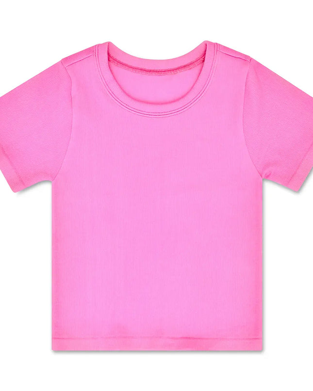 Ribbed Short Sleeve Shirt | Pretty Pink