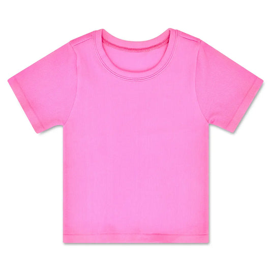 Ribbed Short Sleeve Shirt | Pretty Pink