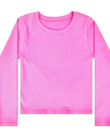 Ribbed Long Sleeve Shirt | Pretty Pink