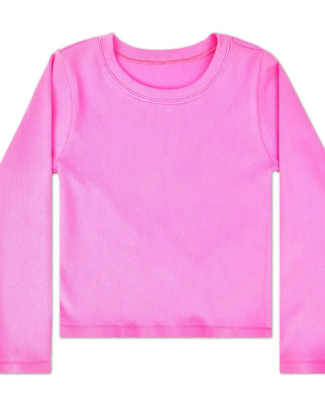 Ribbed Long Sleeve Shirt | Pretty Pink
