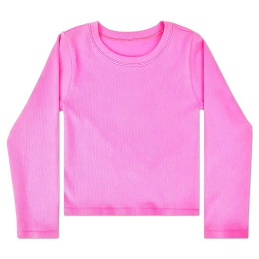 Ribbed Long Sleeve Shirt | Pretty Pink