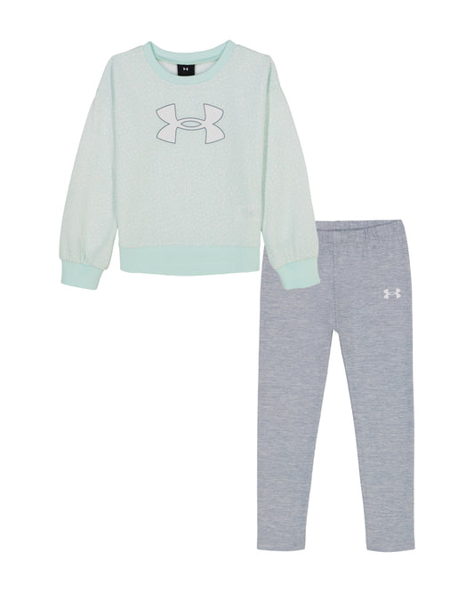 UA Printed Crewneck Set | Seaglass Blue 4-6X