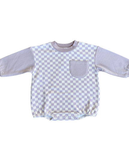 Lavender Cloud Checkered Romper