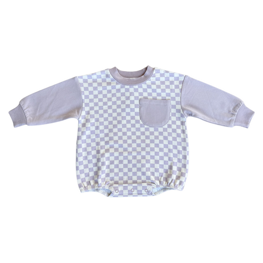 Lavender Cloud Checkered Romper