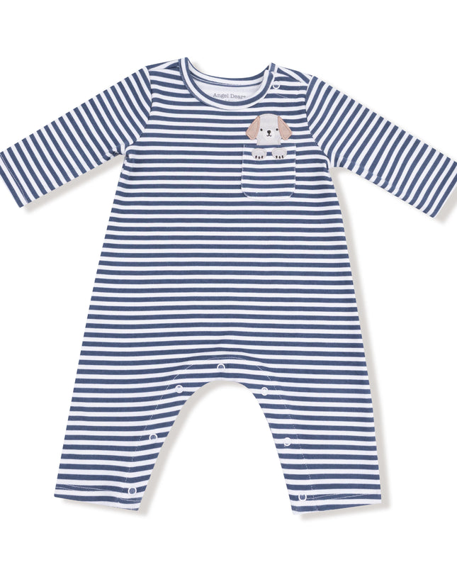 Long Sleeve Snap Shoulder Romper | Puppy