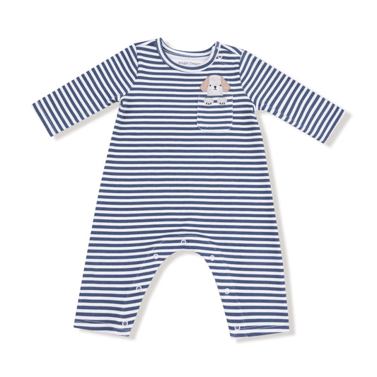 Long Sleeve Snap Shoulder Romper | Puppy