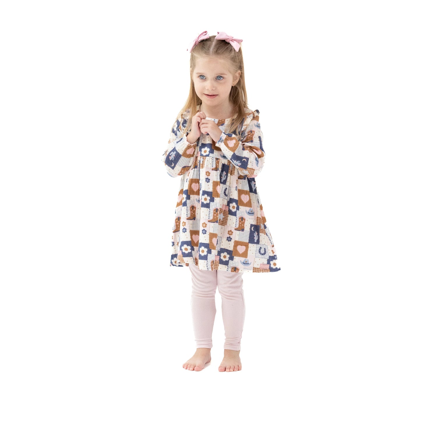 Patchwork Cowgirl Ruffle Dress W/ Leggings
