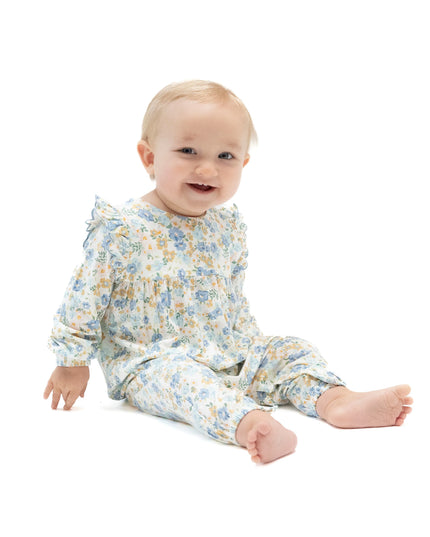 Sweet Rose Calico Ruffle Romper