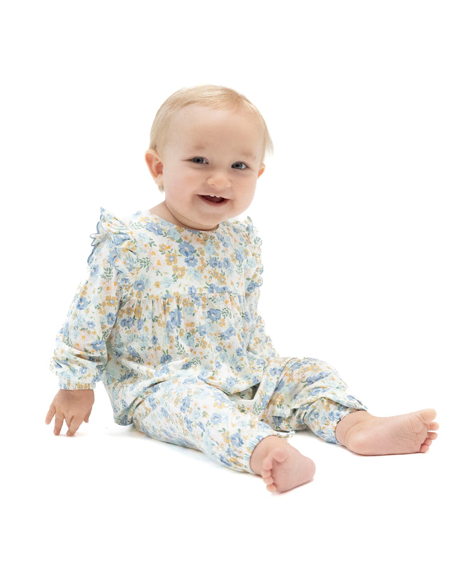 Sweet Rose Calico Ruffle Romper