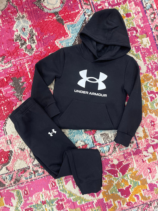 UA Big Logo Black Hoodie Set 4-7