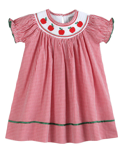 Red Gingham Apple Smocked Dress