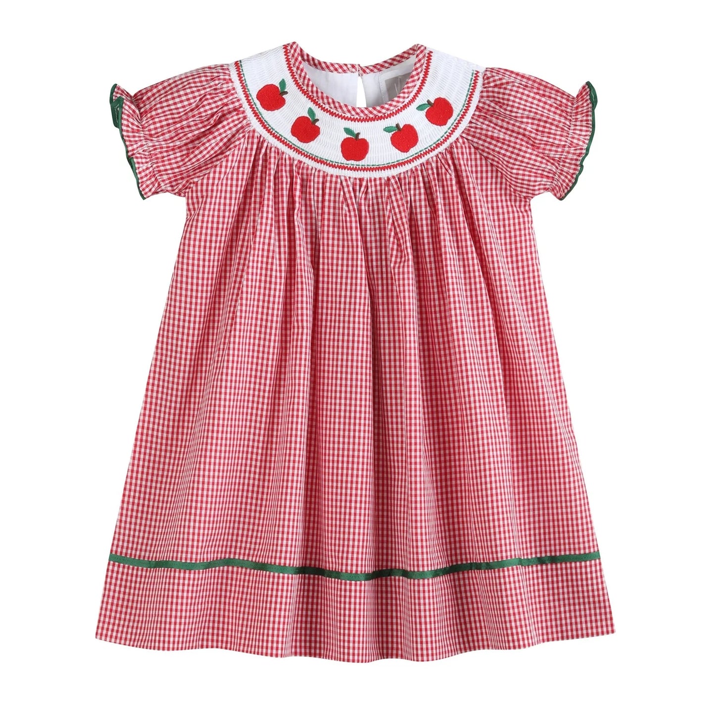 Red Gingham Apple Smocked Dress