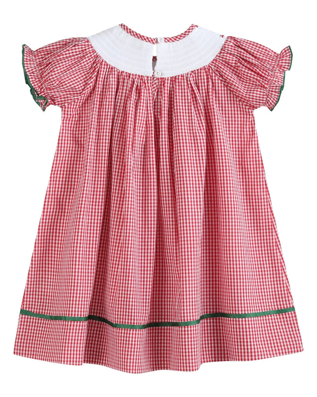 Red Gingham Apple Smocked Dress